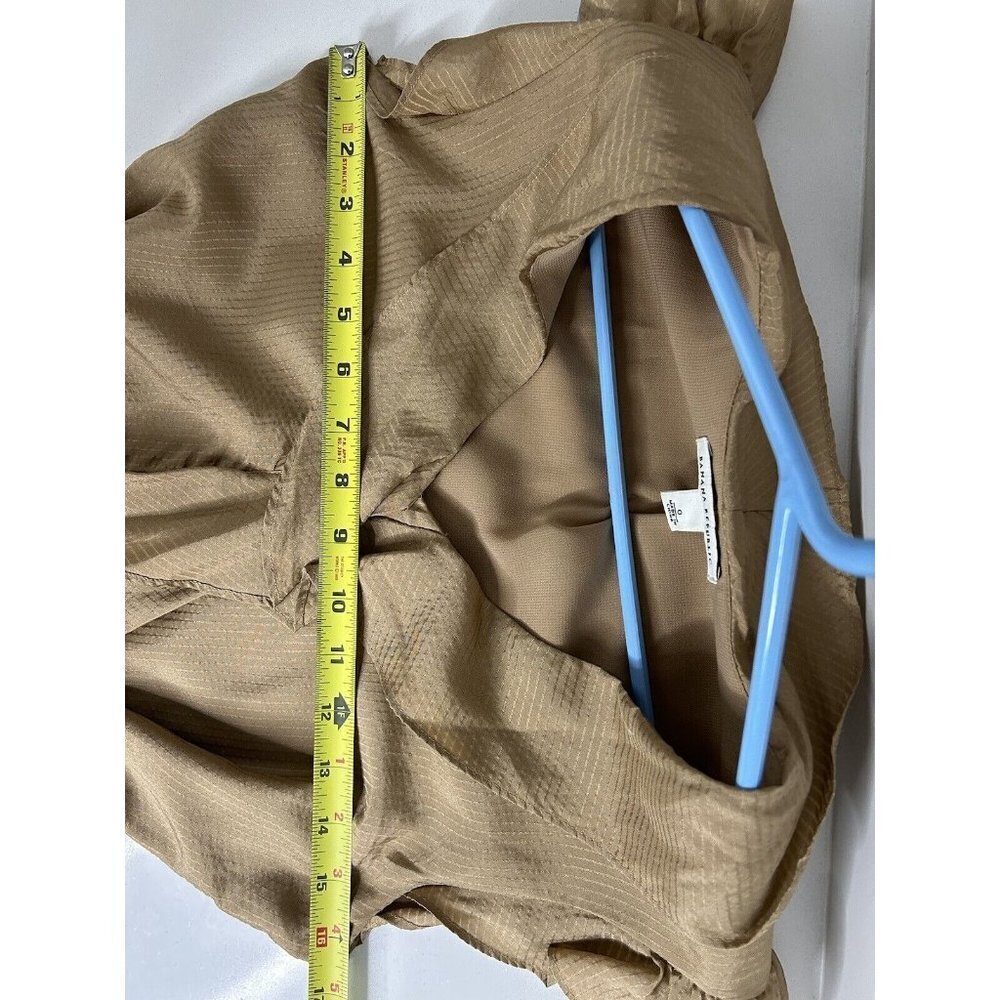 Banana Republic 100% Silk Dress Knee Length Button-Up Tan Sz 0 Neutral C… - Picture 11 of 11